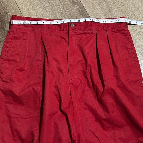 Vtg POLO GOLF Ralph Lauren Pleated Red Poly Cotton Shorts Mens Size 36 - Picture 10 of 11